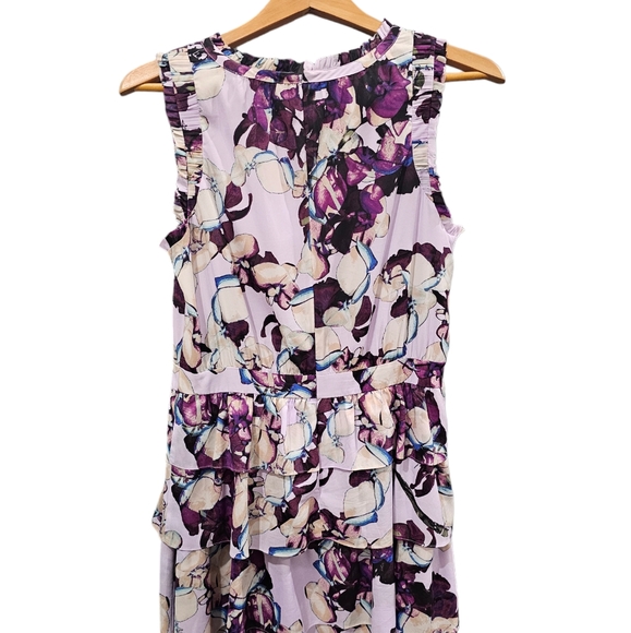Banana Republic Dress Women's size 10 Floral Sleeveless Ruffled Pink and Purple. - Picture 1 of 5